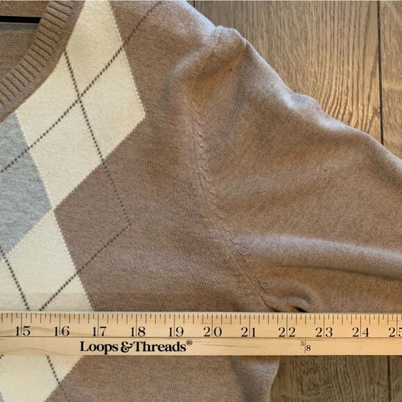 ST. JOHN’S BAY Argyle Sweater Women’s XL Tan White Gray 100% Cotton. - Picture 10 of 12